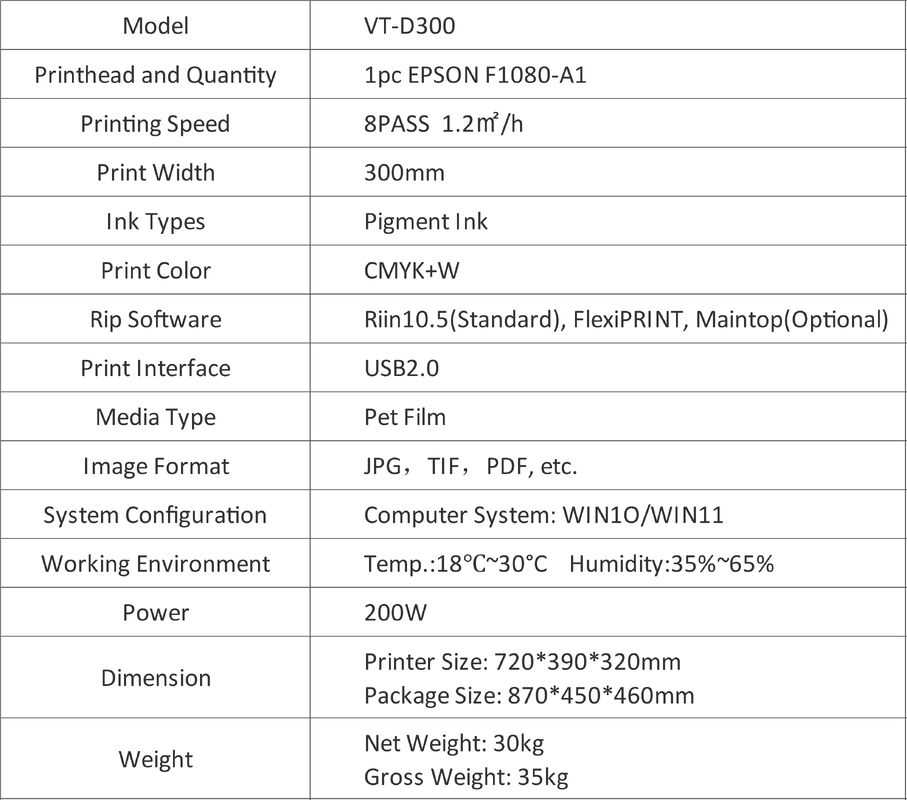 Drukarka DTF 30cm A3 Desktop XP600 Głowica drukująca Drukarka DTF do druku na folii PET na koszulki
